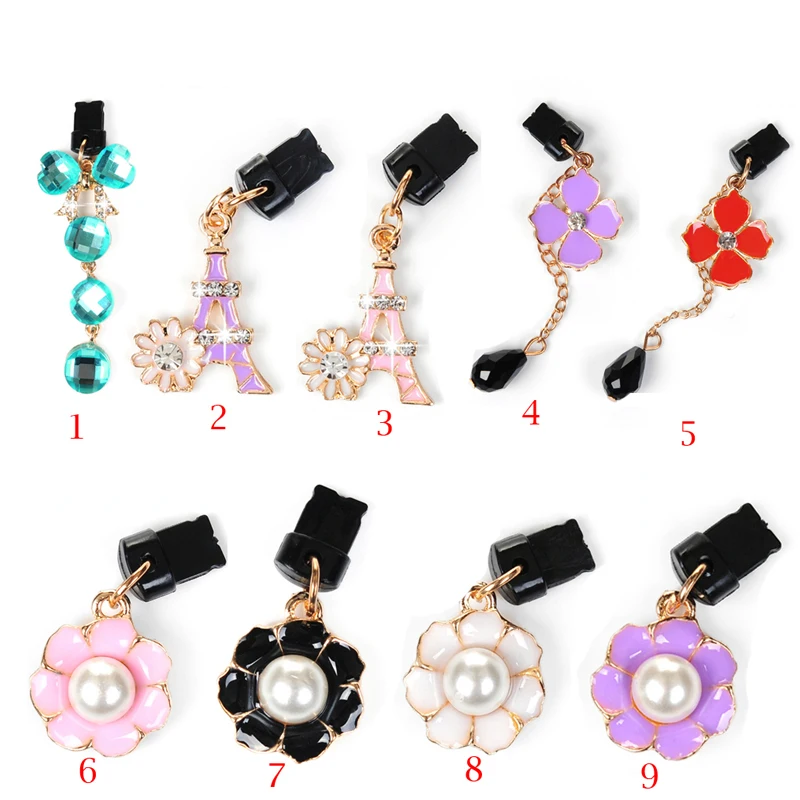TURATA Flower Rhinestone Anti Dust Plug Mobile Phone Dustproof For iPhone Samsung Huawei Xiaomi 3.5mm Earphone |