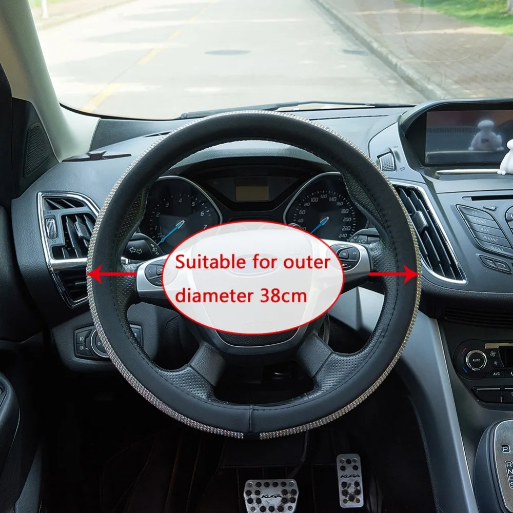 AUMOHALL Car Steering Wheel Cover ,PU Leather Car Truck Steering Wheel Soft Skidproof Cover,Universal Car Wheel Protector