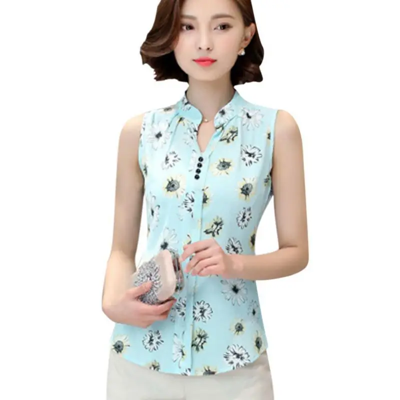 Women Casual Sleeveless V-Neck Fashion Blouse Shirt Chiffon Print Blouses Ladies Blusas
Women Casual Sleeveless V-Neck Fashion Blouse Shirt Chiffon Print Blouses Ladies Blusas