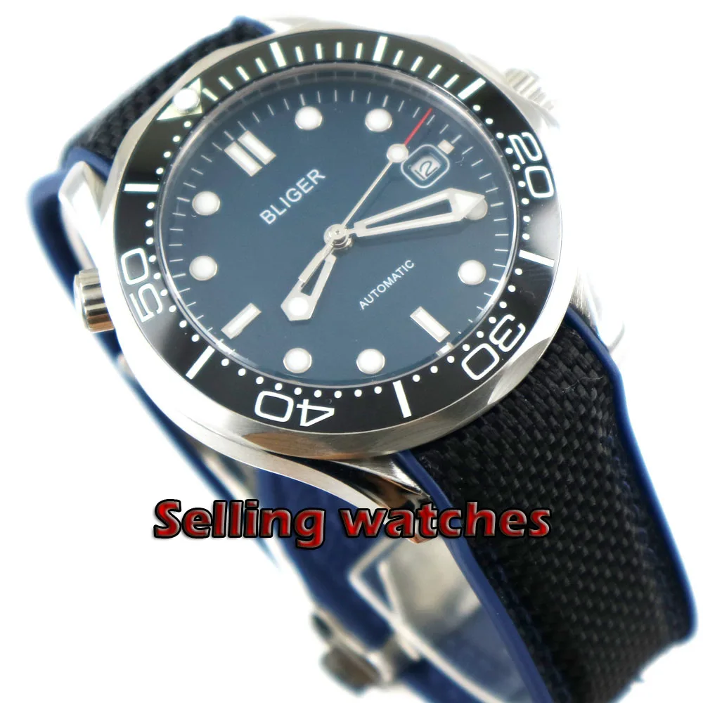 41mm bliger blue dial Luminous ceramic bezel Sapphire Glass Men's Automatic Wristwatches date Mechanical automatic mens watch
41mm bliger blue dial Luminous ceramic bezel Sapphire Glass Men's Automatic Wristwatches date Mechanical automatic mens watch