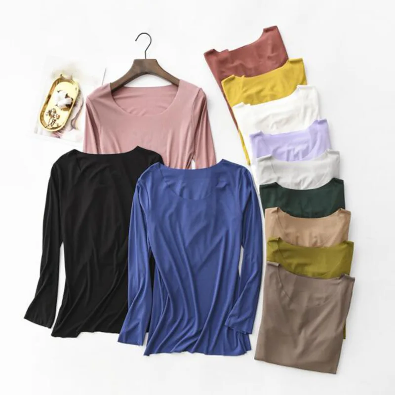 2019 Spring Women O-Neck Slim T-shirt Solid Modal Tshirt Female Plus size Full Sleeve Streetwear Bottoming Shirt Thin Tops
2019 Spring Women O-Neck Slim T-shirt Solid Modal Tshirt Female Plus size Full Sleeve Streetwear Bottoming Shirt Thin Tops