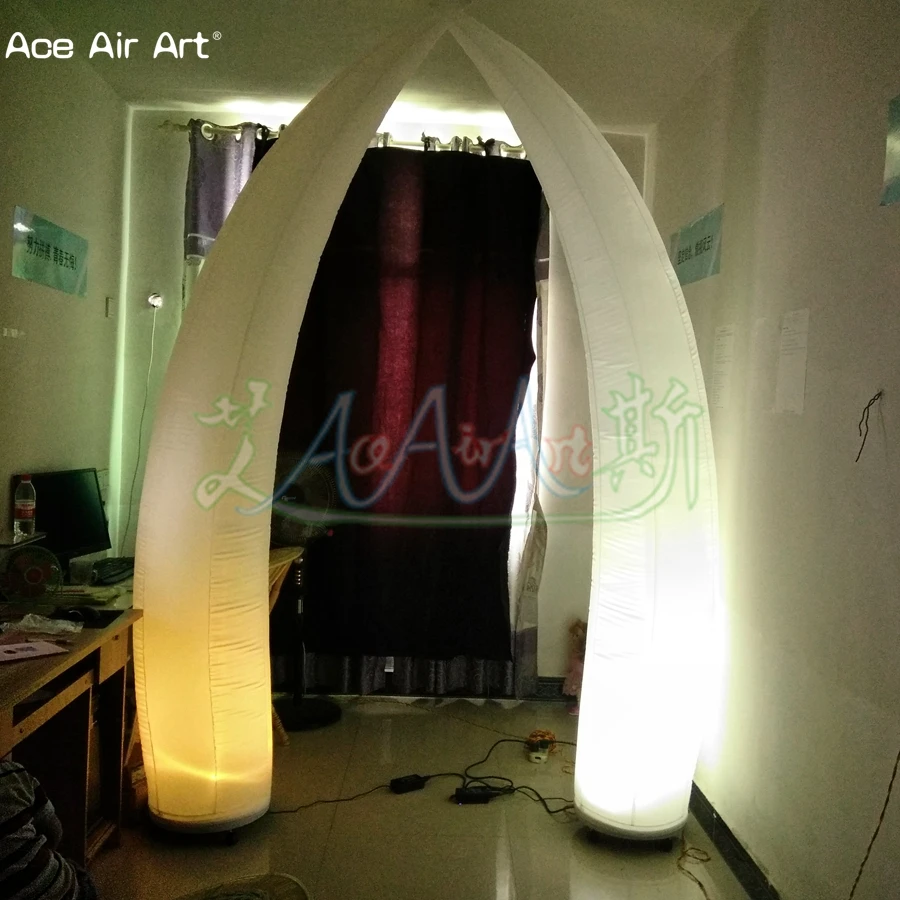 

2 Pcs 2.4m H Led ground decoration inflatable tusks elephant tusk Ivory Pillars with LED colorful lighting spotlight for sale