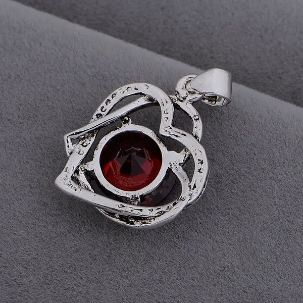 Женское и мужское ожерелье AN1000 из серебра 925 пробы с красными кристаллами |