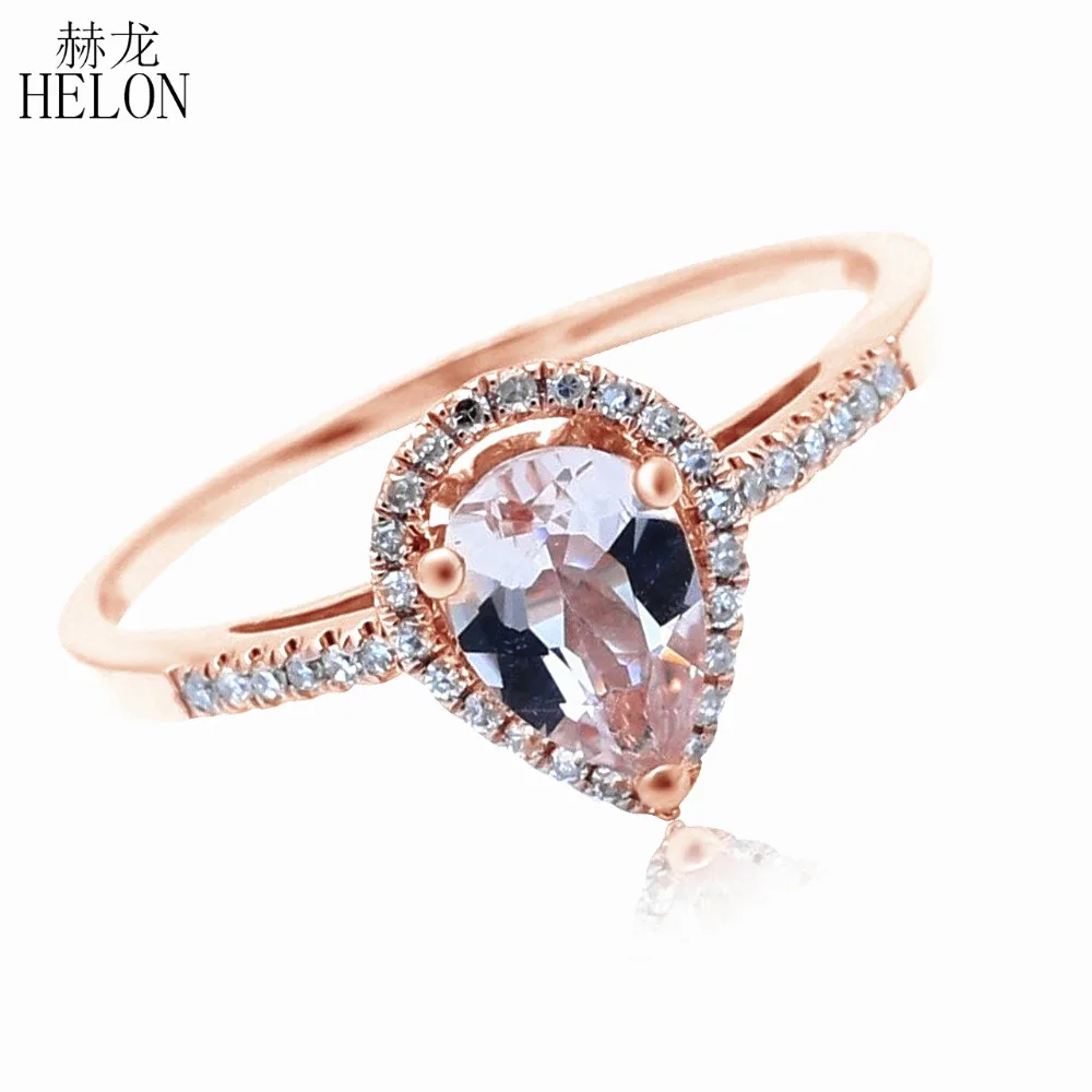 HELON 5x7mm Pear Morganite Pave Natural Diamonds Ring Solid 10K Rose Gold Engagement Wedding Gemstone Diamonds Fine Jewelry Ring
HELON 5x7mm Pear Morganite Pave Natural Diamonds Ring Solid 10K Rose Gold Engagement Wedding Gemstone Diamonds Fine Jewelry Ring
