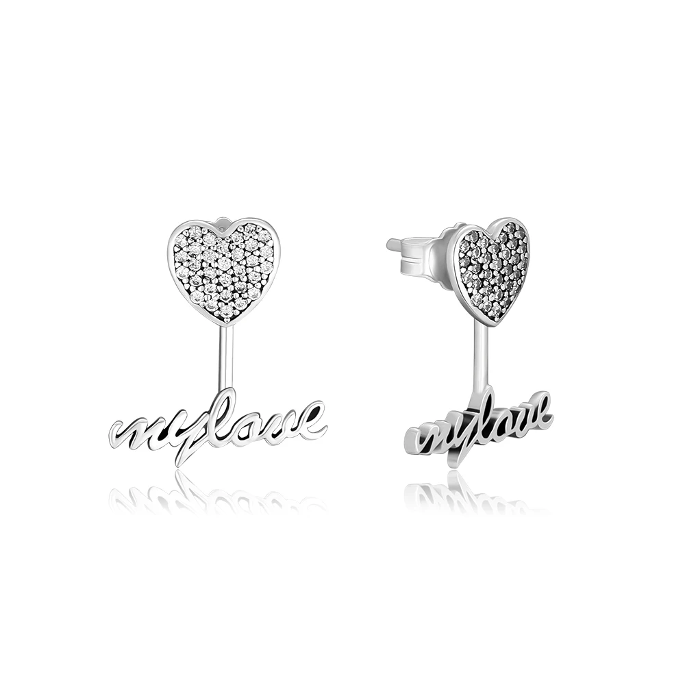 Silver Sweethearts Earrings Sterling-Silver My Love Script Heart Studs Earring for Women Wedding Party Gift European pendientes
Silver Sweethearts Earrings Sterling-Silver My Love Script Heart Studs Earring for Women Wedding Party Gift European pendientes