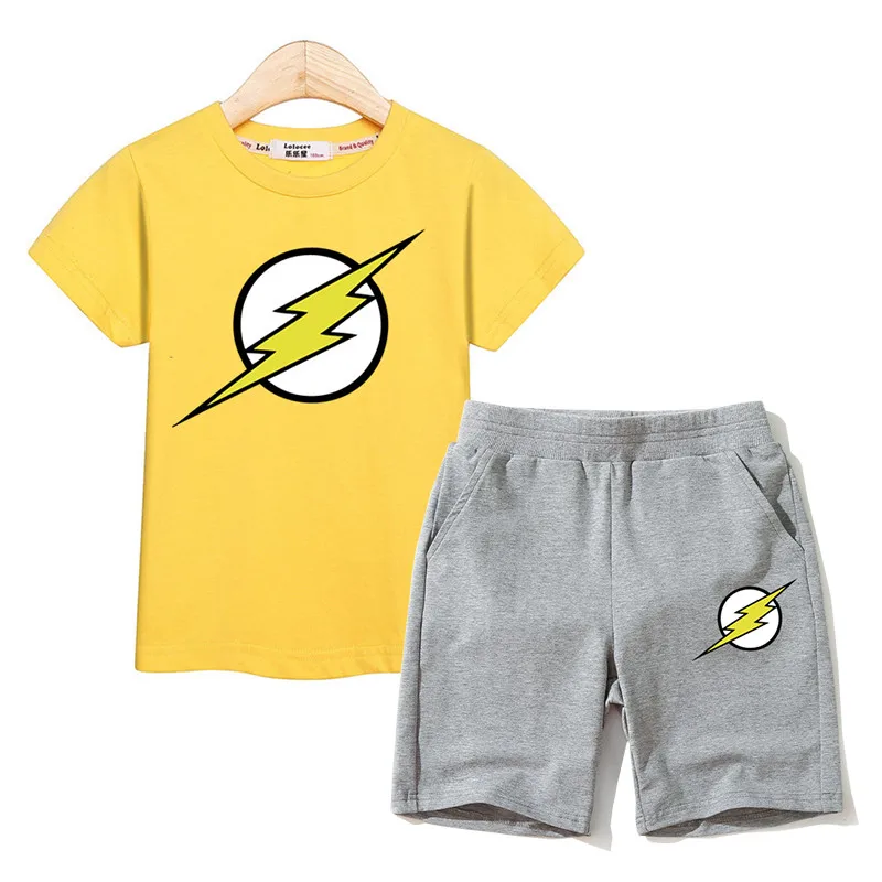 Костюм для мальчиков с молнией модная футболка и шорты комплект из 2 предметов
