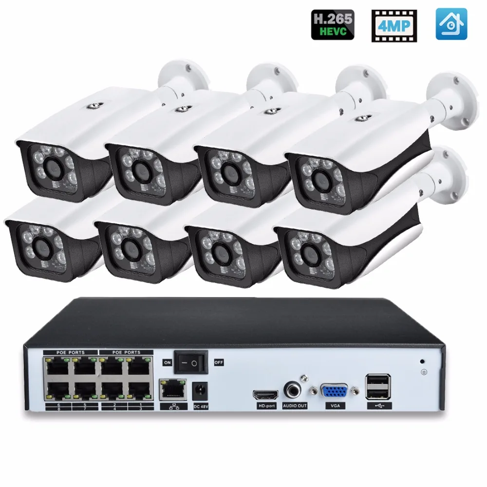Hamrolte POE CCTV System H.265 8CH POE NVR 4MP Bullet Waterproof Outdoor POE Camera 4MP POE NVR System Motion Detection XMEYE
Hamrolte POE CCTV System H.265 8CH POE NVR 4MP Bullet Waterproof Outdoor POE Camera 4MP POE NVR System Motion Detection XMEYE