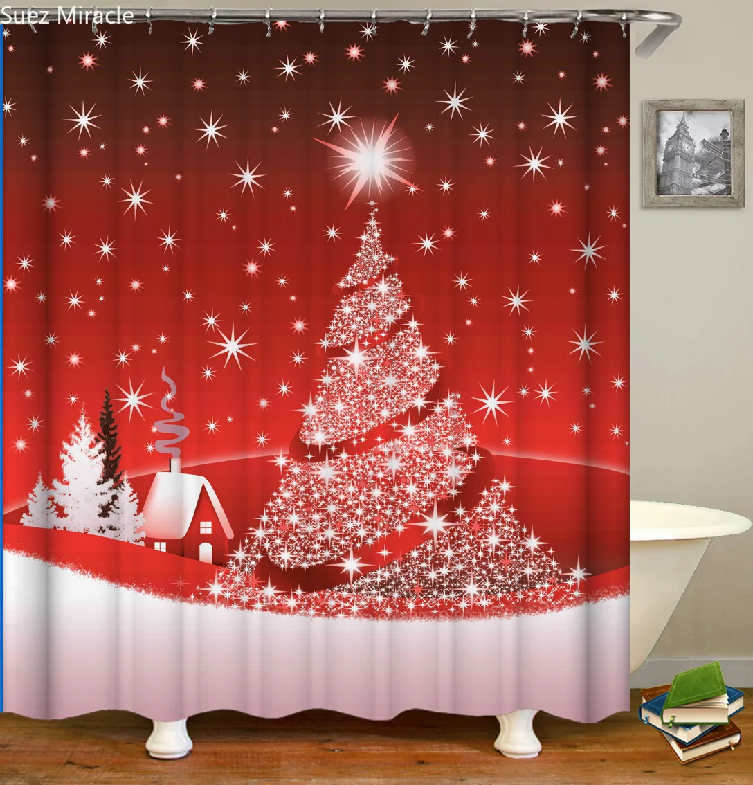 Christmas decoration Christmas Tree shining star night waterproof Bathroom Shower curtain
Christmas decoration Christmas Tree shining star night waterproof Bathroom Shower curtain