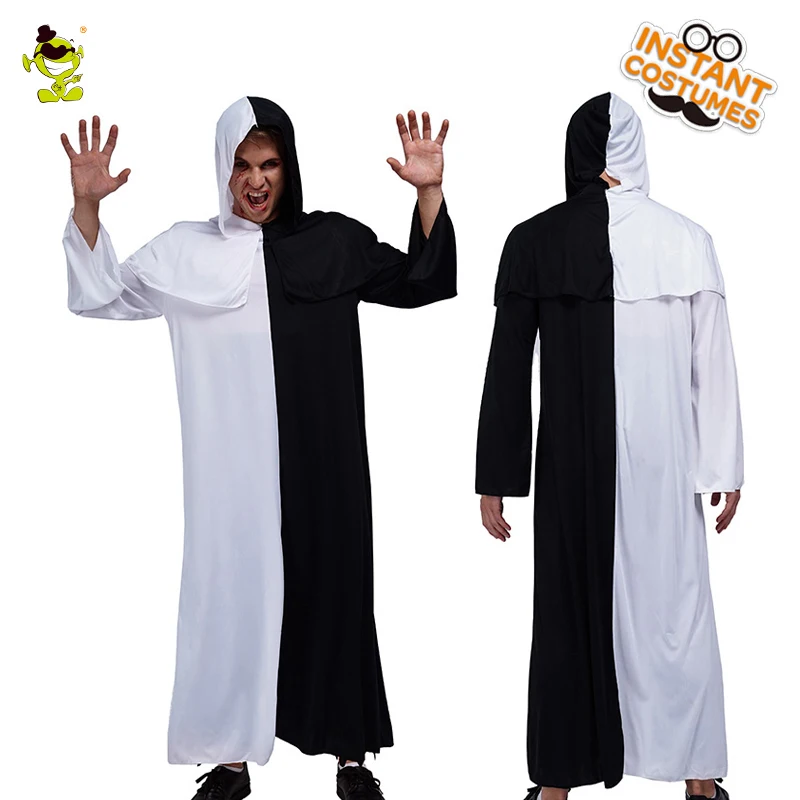 Men's Black and White Devil Costume for Halloween Party Adult Cosplay Party Fancy Dress Up Purim Role Play Devil Robe for Male
Men's Black and White Devil Costume for Halloween Party Adult Cosplay Party Fancy Dress Up Purim Role Play Devil Robe for Male