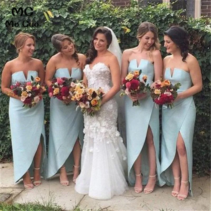 2019 Strapless Bridesmaid Dresses Long Front Split Formal Wedding Party Dress Custom Made Women Bridesmaid Dress
2019 Strapless Bridesmaid Dresses Long Front Split Formal Wedding Party Dress Custom Made Women Bridesmaid Dress