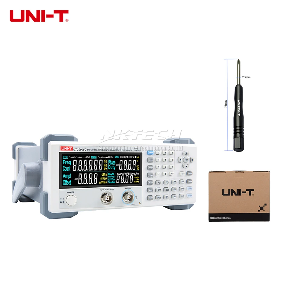 UNI-T UTG9005C-II генератор сигналов функция частоты/произвольный генератор сигналов мощностью 1-ch 5MHz 125 с 14 бит USB-передача
UNI-T UTG9005C-II генератор сигналов функция частоты/произвольный генератор сигналов мощностью 1-ch 5MHz 125 с 14 бит USB-передача