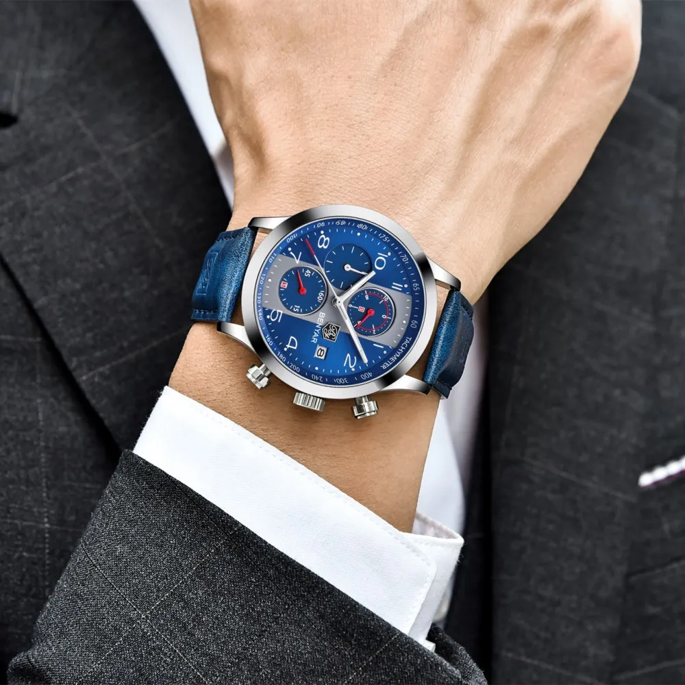 BENYAR 2020 New Fashion Chronograph Sport Watches Men Leather Strap Brand Quartz Blue Watch Clock Relogio Masculino Reloj Hombre
BENYAR 2020 New Fashion Chronograph Sport Watches Men Leather Strap Brand Quartz Blue Watch Clock Relogio Masculino Reloj Hombre