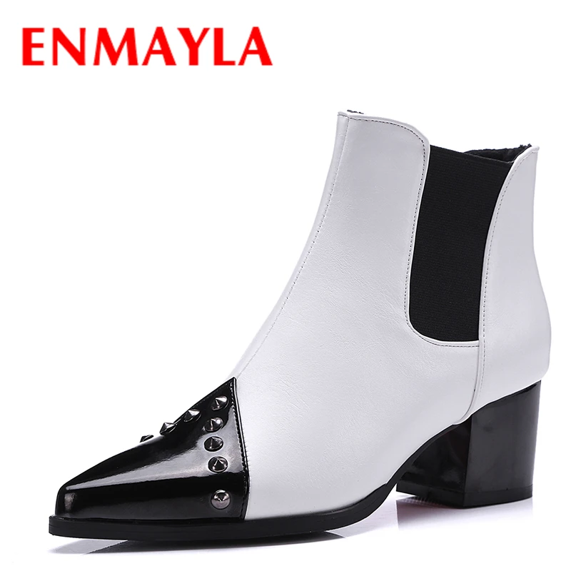 ENMAYLA 2020 Autumn Winter Mixed Colors Shoes Woman High Heels Pointed Toe Ankle Boots Women Rivets Chunky Heel Chelsea Boots
ENMAYLA 2020 Autumn Winter Mixed Colors Shoes Woman High Heels Pointed Toe Ankle Boots Women Rivets Chunky Heel Chelsea Boots