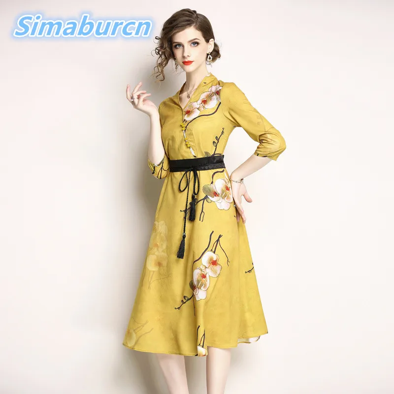 2XL Size Women Dress Casual Femme Elegant Printed Flowers Dress Party Princess Slim Spring Summer Dresses Yellow Color Vestidos
2XL Size Women Dress Casual Femme Elegant Printed Flowers Dress Party Princess Slim Spring Summer Dresses Yellow Color Vestidos