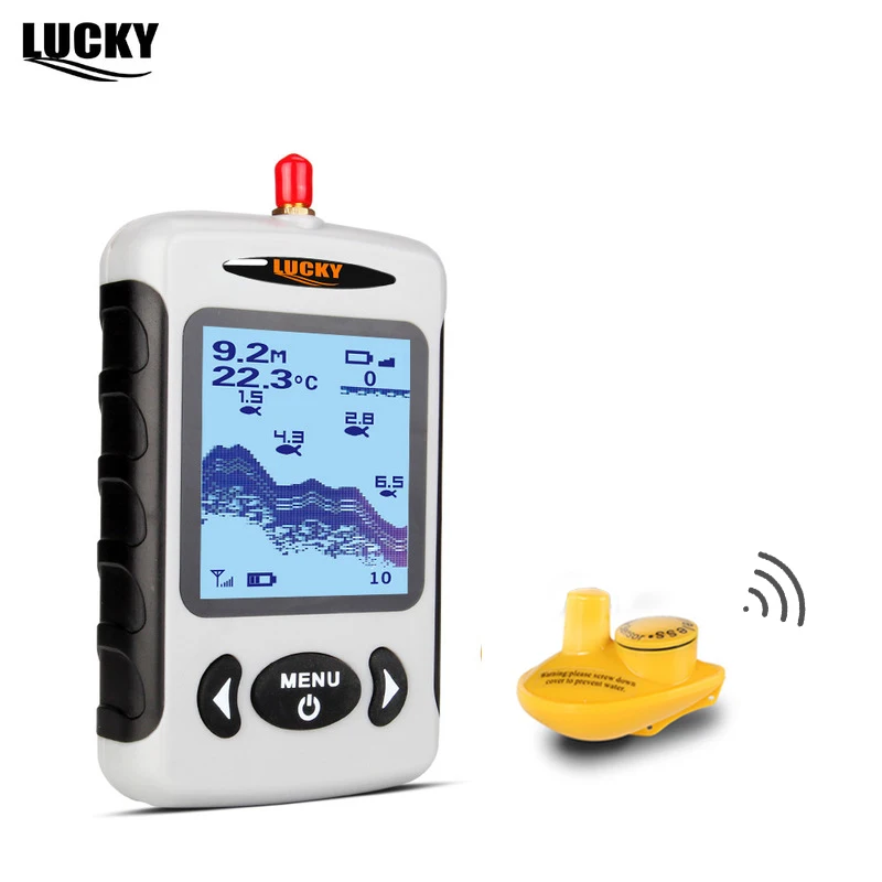 Lucky FFW718 Depth Sonar Fish Finder Wireless Sounder for Fishing Sonar Alarm Fishfinder 100M Depth River Transducer Sensor #B8
Lucky FFW718 Depth Sonar Fish Finder Wireless Sounder for Fishing Sonar Alarm Fishfinder 100M Depth River Transducer Sensor #B8
