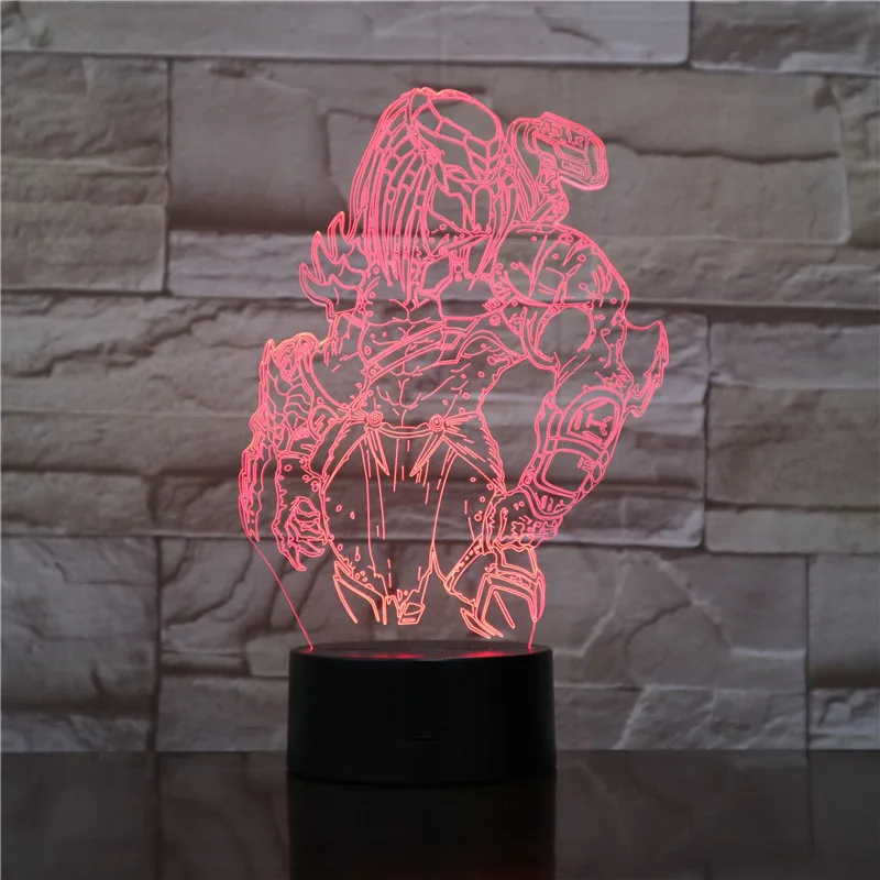 

Predator 3D Lamp LED Changing Night lights Visual Illusion 7 Colors Changing LED Alien vs Wolf Predator Desk Lamp For Home Decor