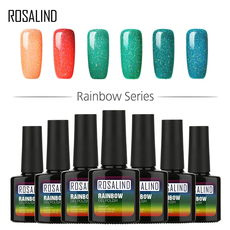 ROSALIND гель 1S 10 мл Радужный мерцающий R01 29 УФ светодиодный Гель лак для ногтей