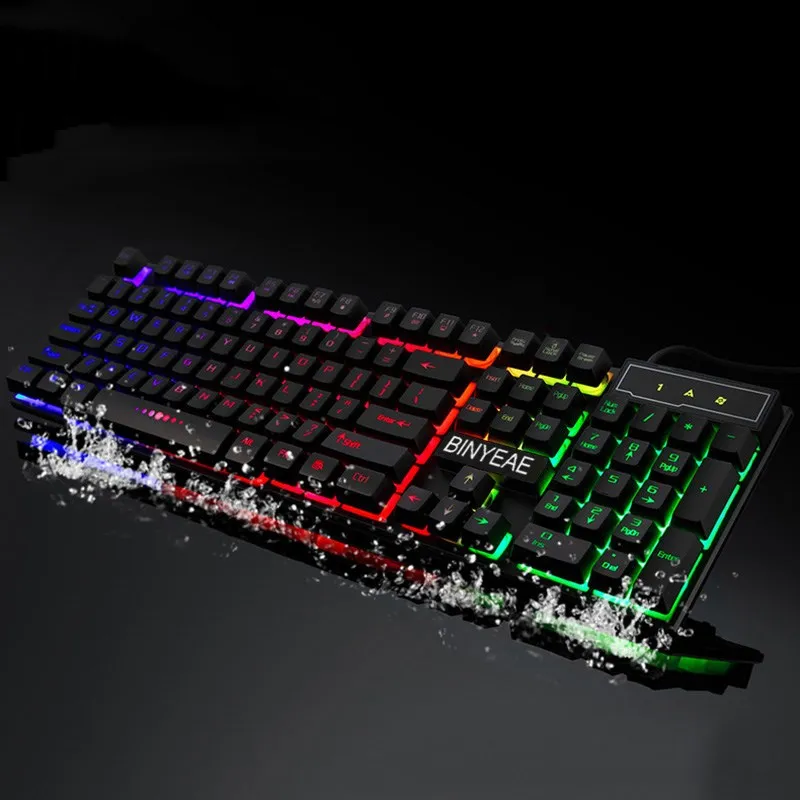 Горячая продажа английская подсветка игровая клавиатура Проводная Teclado Gamer