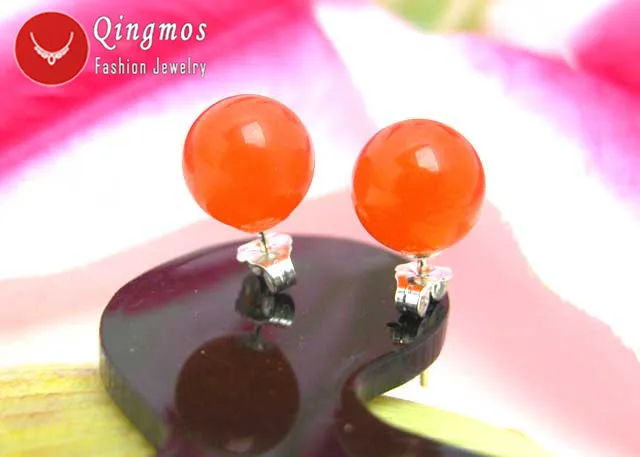 Qingmos Trendy Orange Jades Earrings for Women with 10mm Round Natural Stone Jades Sterling Silver S925 Stud Earring Jewelry 143
Qingmos Trendy Orange Jades Earrings for Women with 10mm Round Natural Stone Jades Sterling Silver S925 Stud Earring Jewelry 143
