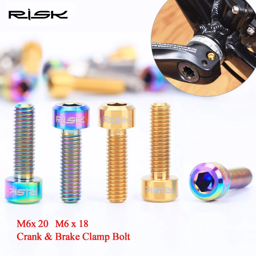 RISK 4pcs/lot M6*18mm M6x20mm Titanium Alloy Bicycle Crank Bolt / Brake Clamp Fixed Screw for Mountain Bike Cycling Ti Bolts
RISK 4pcs/lot M6*18mm M6x20mm Titanium Alloy Bicycle Crank Bolt / Brake Clamp Fixed Screw for Mountain Bike Cycling Ti Bolts