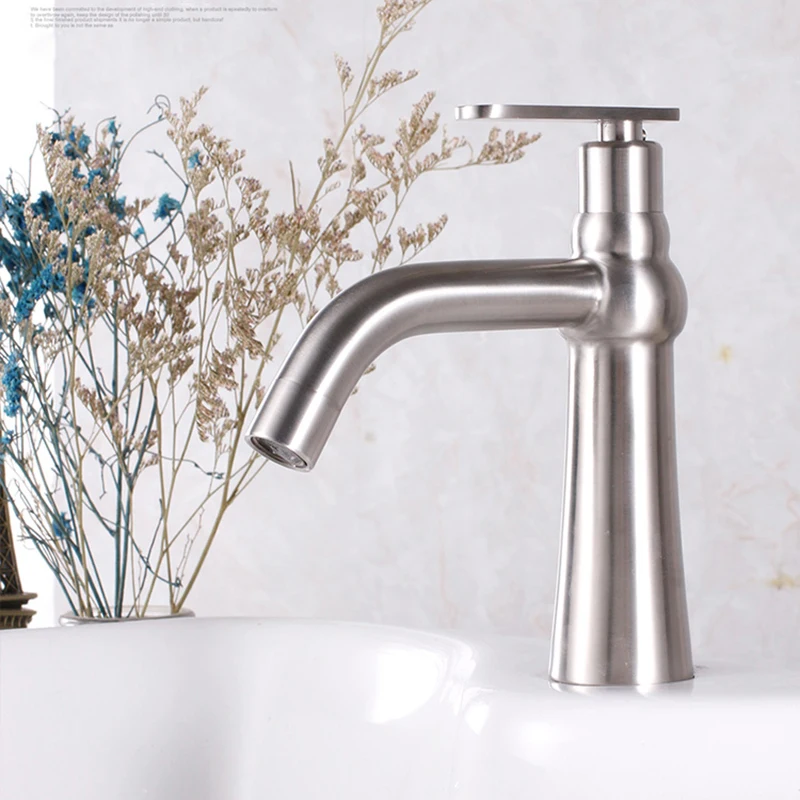 Basin Faucets Only Cold Faucet Single Hole Single Handle Wash Faucet Mixer Tap Stainless Steel Brushed Bathroom Sink Faucet
Basin Faucets Only Cold Faucet Single Hole Single Handle Wash Faucet Mixer Tap Stainless Steel Brushed Bathroom Sink Faucet