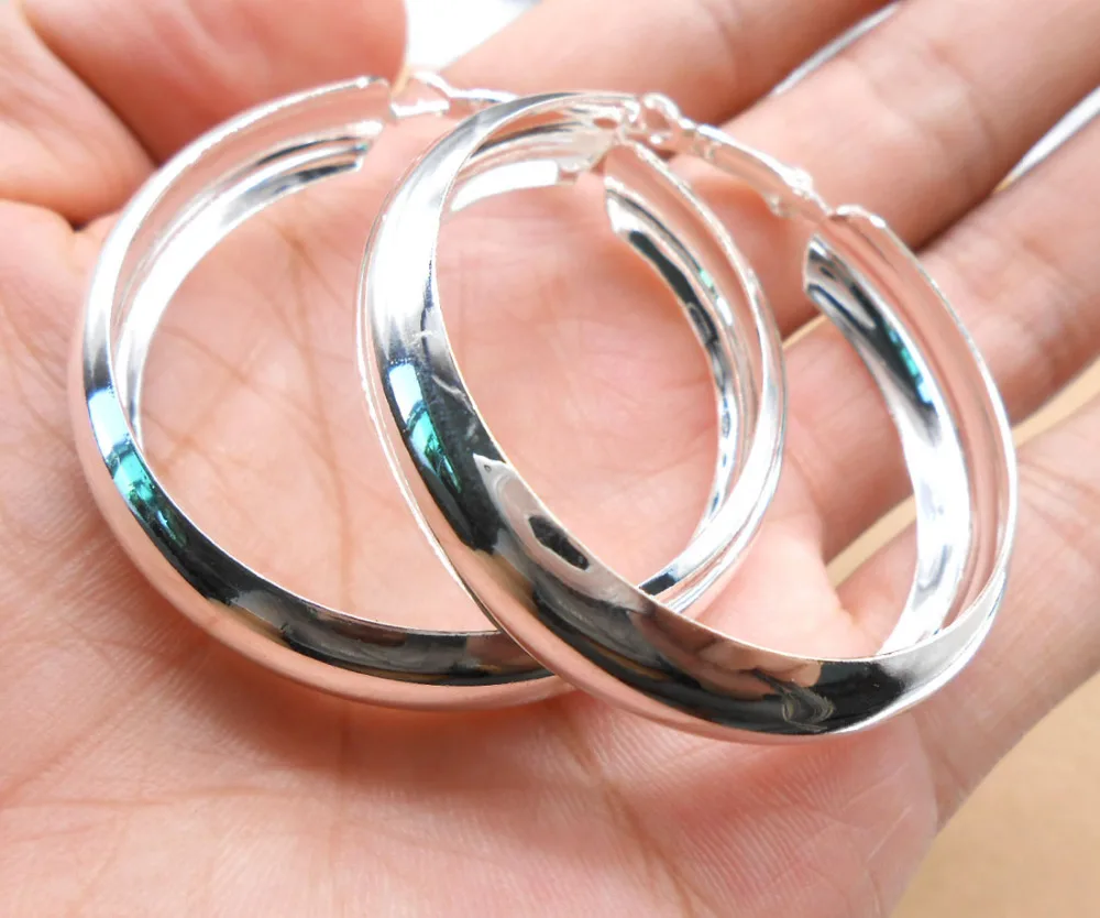 Wholesale High Quality Jewelry 925 jewelry silver plated Wide Circle 50X50MM Earrings for Women best gift
Wholesale High Quality Jewelry 925 jewelry silver plated Wide Circle 50X50MM Earrings for Women best gift