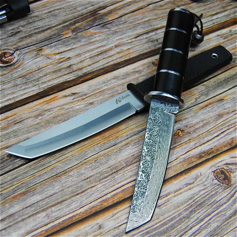 PEGASI черная ручка из АБС дамасский стальной прямой нож для выживания охотничий 440c