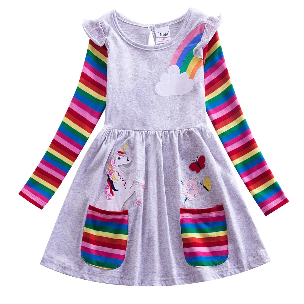 Children New Girls Dress Fashion Round Neck Pocket Long Sleeve Unicorn Rainbow Print Girl Dresses Autumn Kids Clothing Vestidos
Children New Girls Dress Fashion Round Neck Pocket Long Sleeve Unicorn Rainbow Print Girl Dresses Autumn Kids Clothing Vestidos