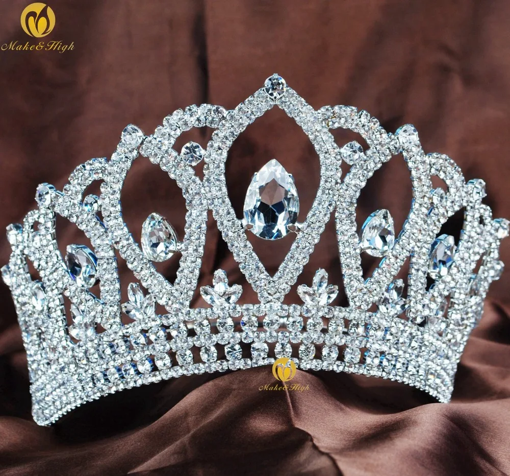 

Queen 4.5" Pageant Hair Tiara Brides Crown Austrian Rhinestones Bridal Wedding Party Prom Beauty Contest Costumes Hair Accessory
