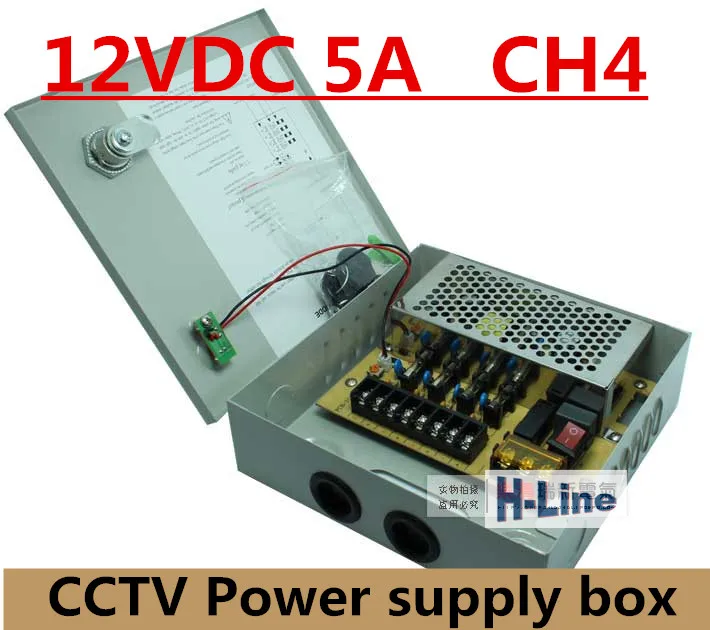 DC12V 5A Fused 4 Channel CCTV power supply switch box for surveillance camera Security output 60W, 4 port CE, LVD Approved
DC12V 5A Fused 4 Channel CCTV power supply switch box for surveillance camera Security output 60W, 4 port CE, LVD Approved