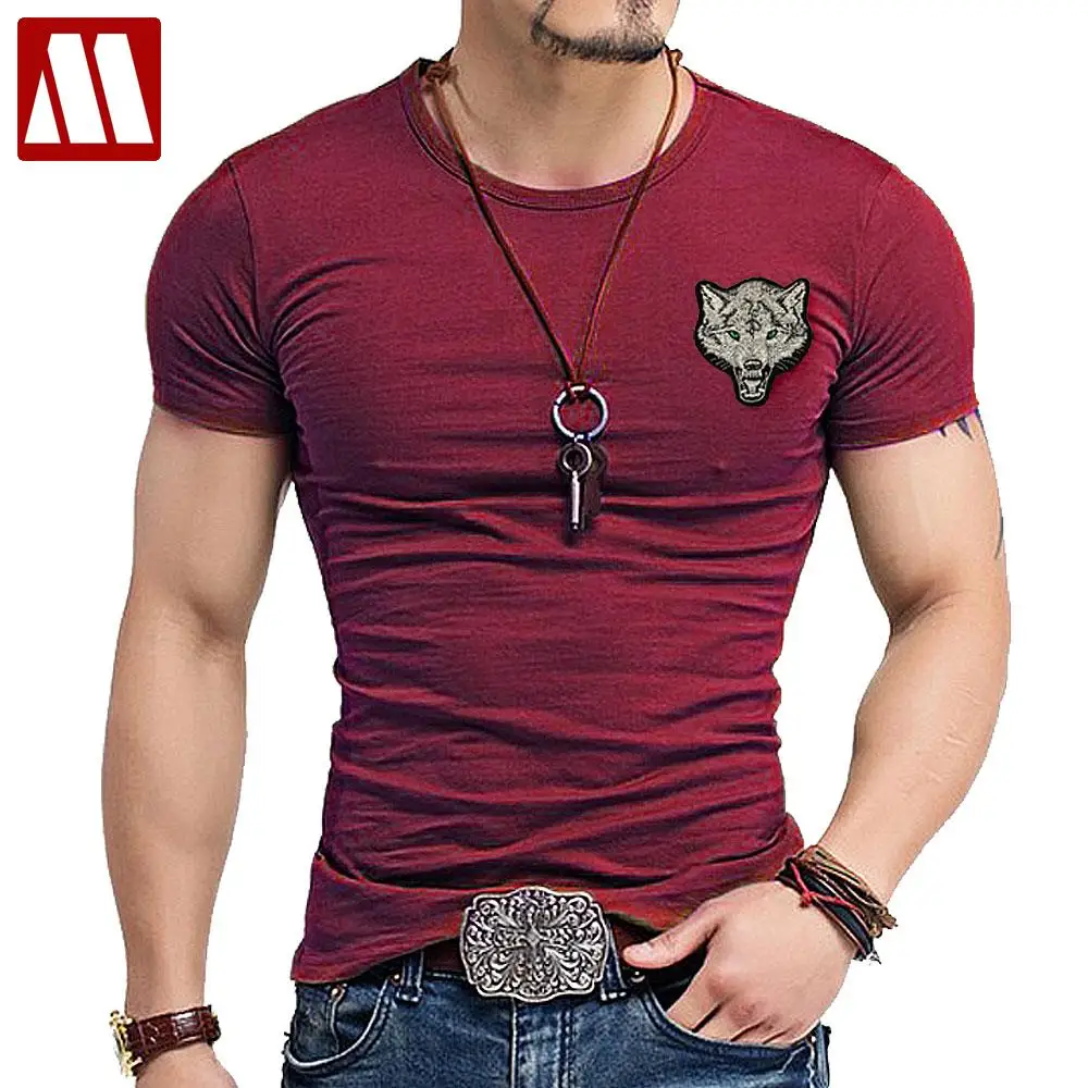 2021 брендовая мужская Волк Вышивка футболка из хлопка с короткими рукавами Сезон