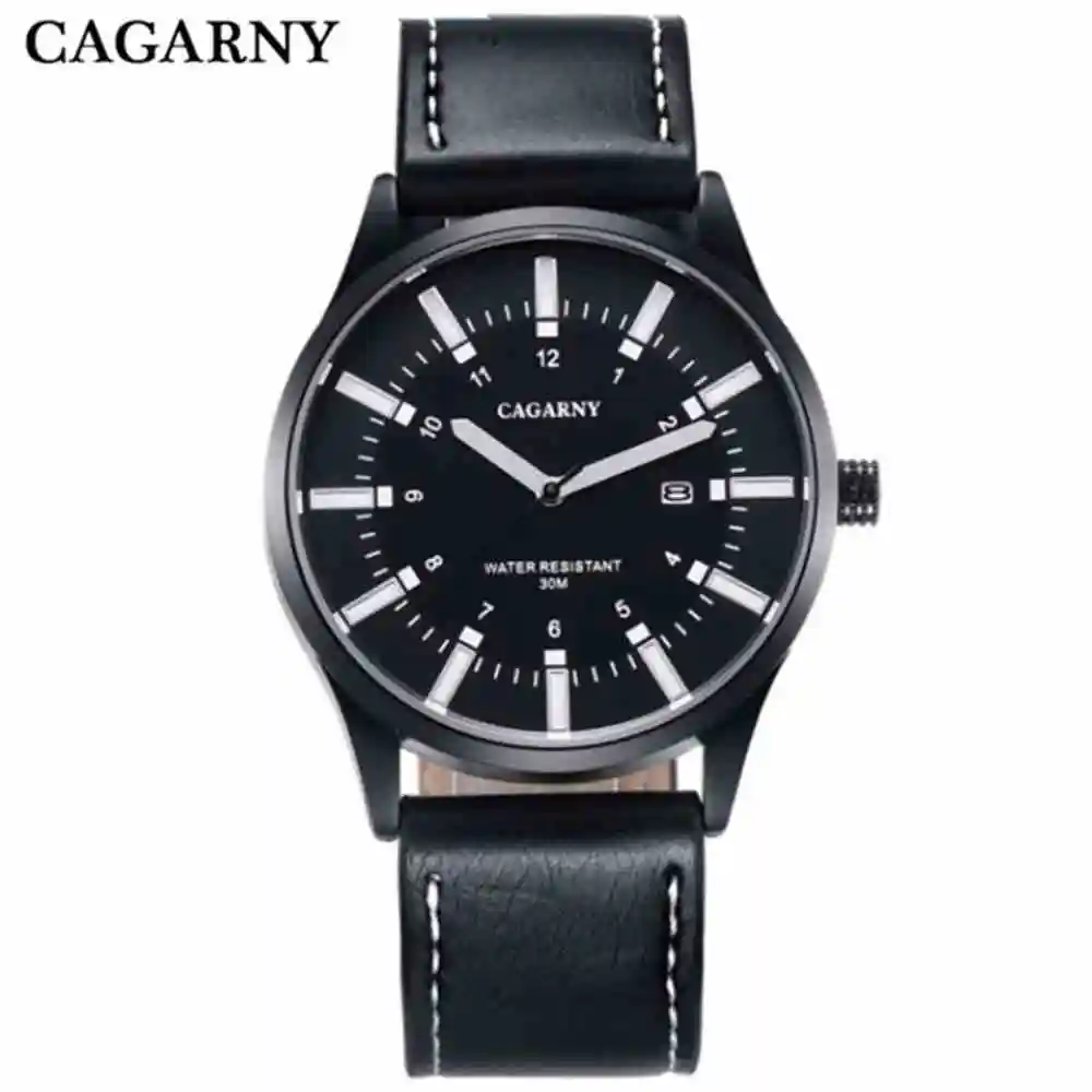 

Men Fashion Casual Clock Watch CAGARNY top Brand Luxury Leather Business Watch military Quartz Men Wristwatch Relogio Masculino