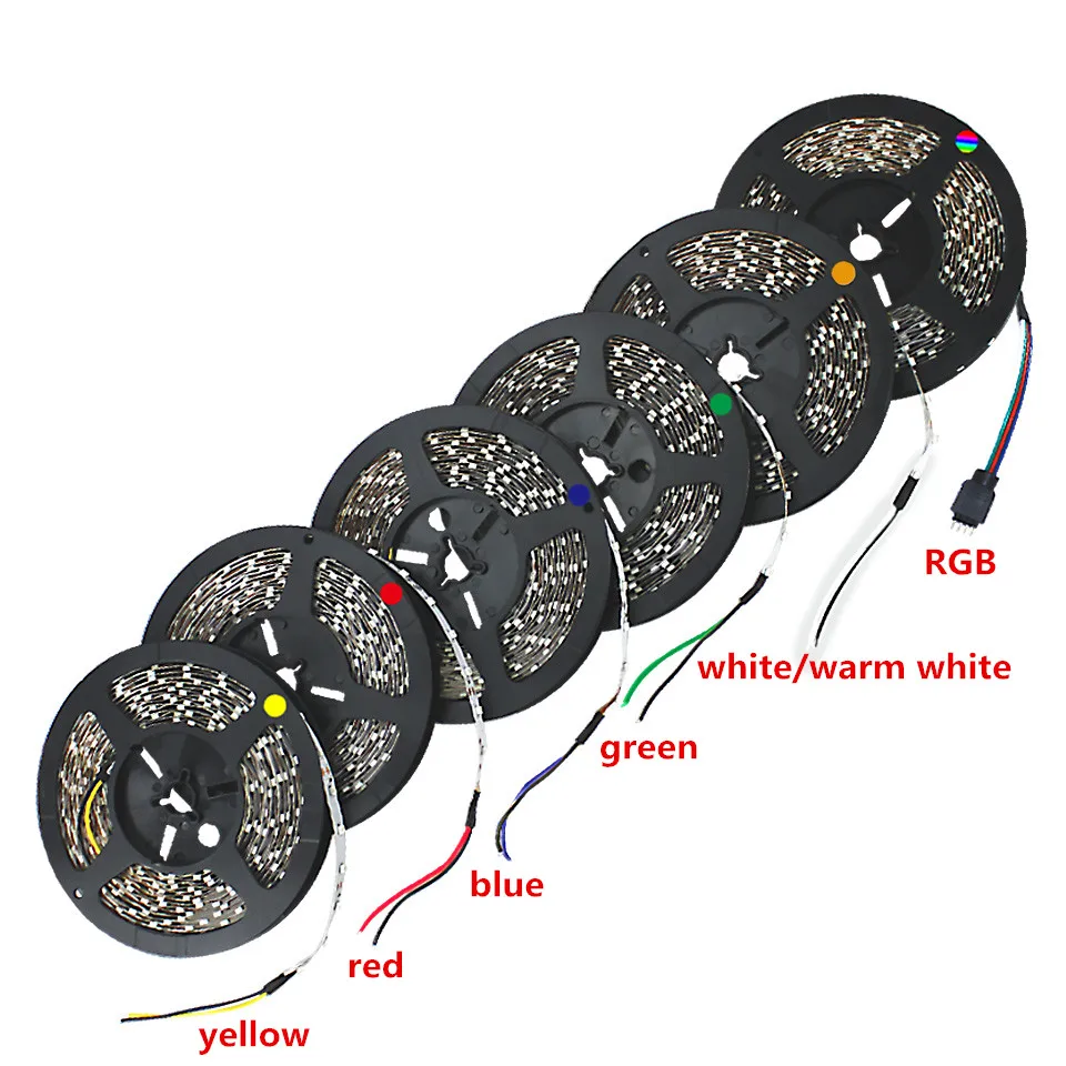Светодиодная лента гибкая светодиодная 12 В не водонепроницаемая 5 м/рулон rgb