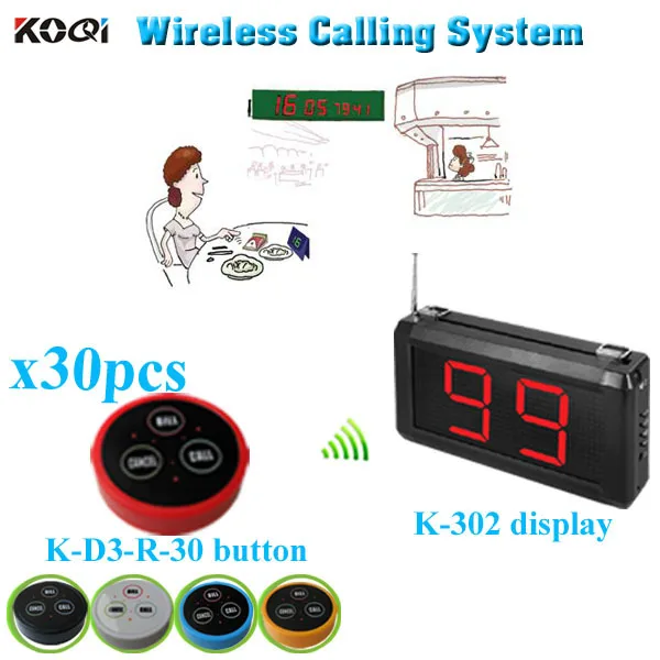 Wireless Table bell caller with K-302 monitor K- D-3 transmitter button (1 display+30 table bell button)
Wireless Table bell caller with K-302 monitor K- D-3 transmitter button (1 display+30 table bell button)