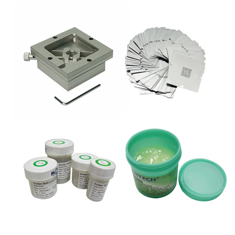 16pcs/lot 90mm BGA Reballing Jig Kit 10pcs 90mm Universal BGA Heating Stencils Jig 559 Solder Flux 100g 250K Solder Ball
16pcs/lot 90mm BGA Reballing Jig Kit 10pcs 90mm Universal BGA Heating Stencils Jig 559 Solder Flux 100g 250K Solder Ball
