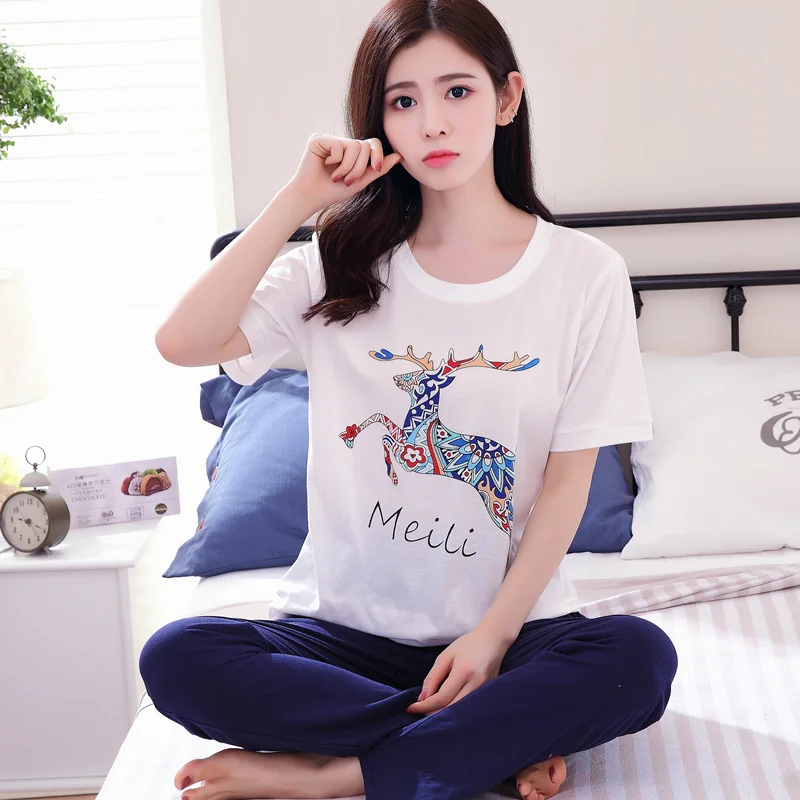 Womens 100% Cotton Pajamas Set Pyjamas Set Short Sleeve Women Sleepwear Set Nightwear Loungewear M~ 3XL Plus Size
Womens 100% Cotton Pajamas Set Pyjamas Set Short Sleeve Women Sleepwear Set Nightwear Loungewear M~ 3XL Plus Size
