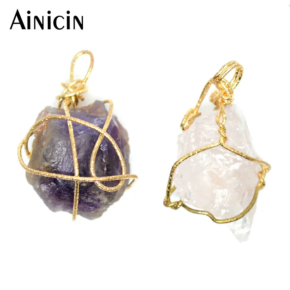 5pcs New Design Rock Purple Crystal Crystal Quartz Gold Wire Wrapped Necklace Pendants Winter Jewelry Making Findings
5pcs New Design Rock Purple Crystal Crystal Quartz Gold Wire Wrapped Necklace Pendants Winter Jewelry Making Findings