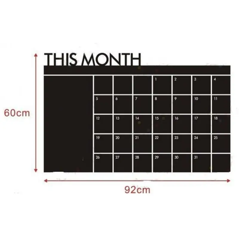92*60cm Month Calendar Chalkboard Blackboard Removable Planner Wall Stickers Black Board Office School Vinyl Decals Supplies
92*60cm Month Calendar Chalkboard Blackboard Removable Planner Wall Stickers Black Board Office School Vinyl Decals Supplies
