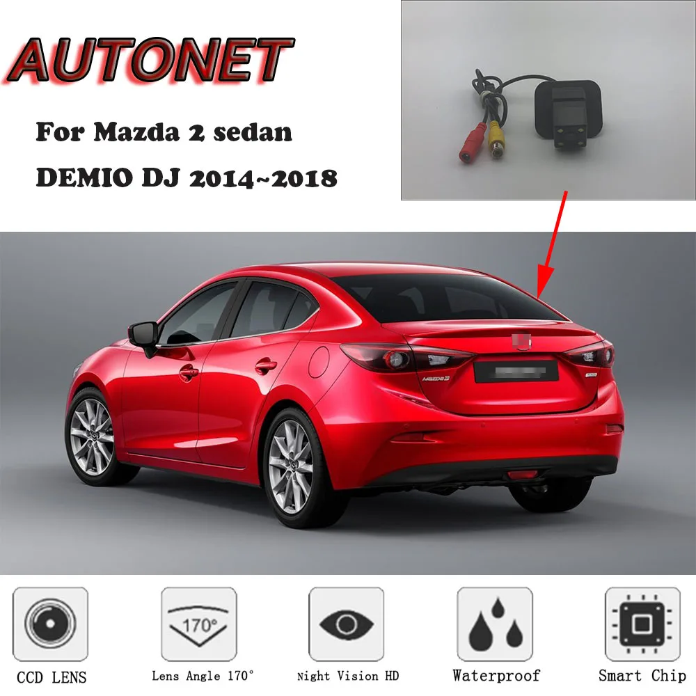 

AUTONET HD Night Vision Backup Rear View camera For Mazda 2 sedan DEMIO DJ 2014~2018 /CCD/license plate camera