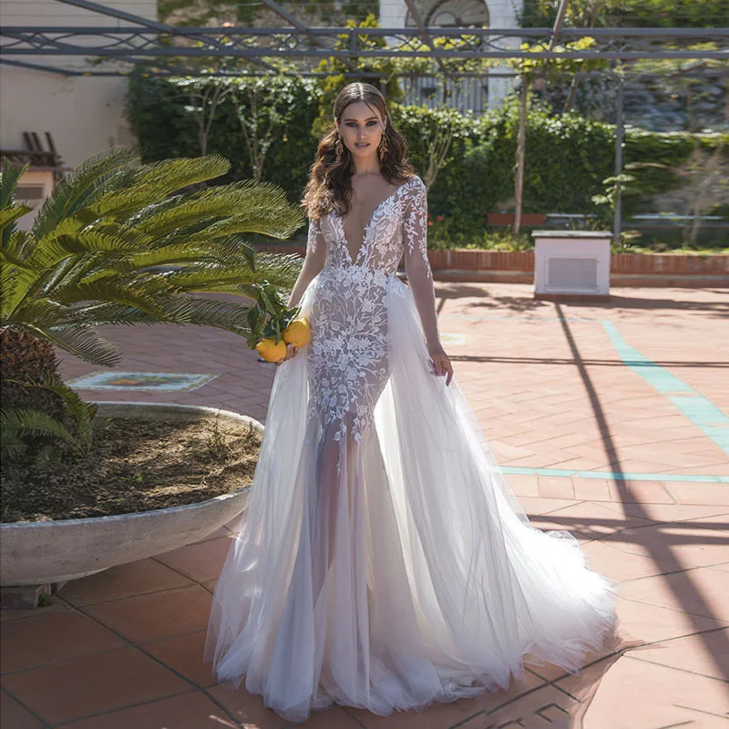 New Arrival Fashion Mermaid Bridal Gowns Exquisite Appliques Detachable Train Wedding Gowns Long Sleeves 2019 Vestido de noiva
New Arrival Fashion Mermaid Bridal Gowns Exquisite Appliques Detachable Train Wedding Gowns Long Sleeves 2019 Vestido de noiva