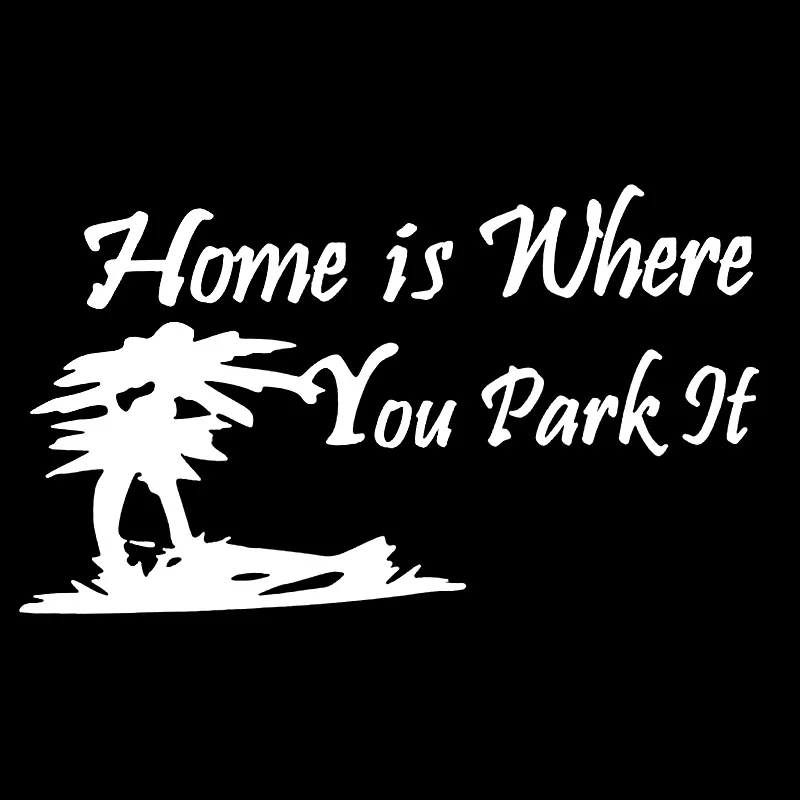 QYPF 18.4cm*10.5cm Home Is Where You Park It Cartoon Interesting Tree Vinyl Car Sticker Graphical Window Decal C18-0453 | Автомобили и