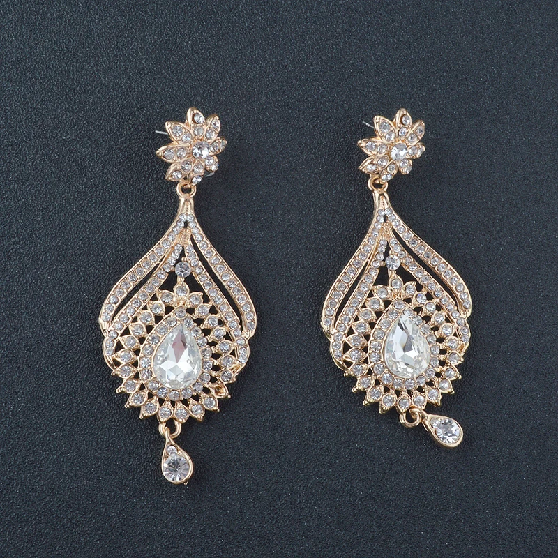 Statement India style Necklace earrings sets Bridal wedding Party Necklace Water Drop Type Golden Plated Crystal Jewelry Sets
Statement India style Necklace earrings sets Bridal wedding Party Necklace Water Drop Type Golden Plated Crystal Jewelry Sets