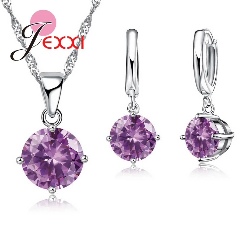 Wholesale 8 Colors Pretty 925 Sterling Silver Women Bridal Jewelry Set Austrian Crystal Round CZ Pendant Necklace Earrings
Wholesale 8 Colors Pretty 925 Sterling Silver Women Bridal Jewelry Set Austrian Crystal Round CZ Pendant Necklace Earrings