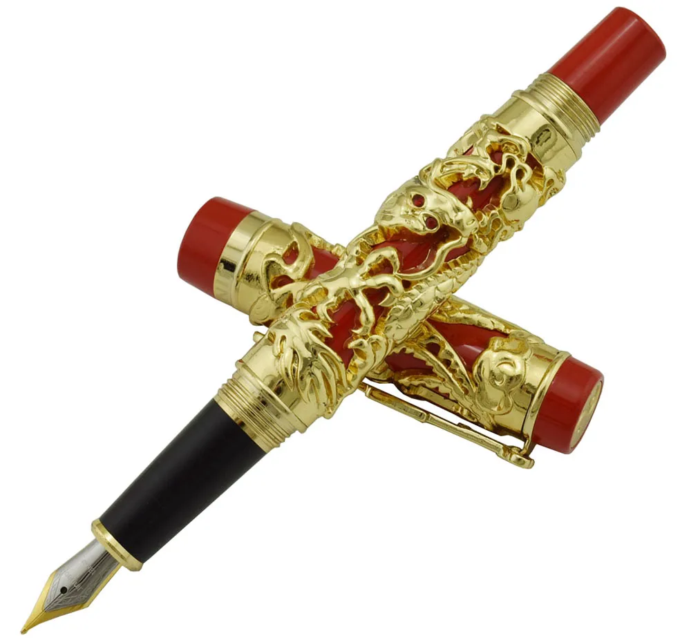 Jinhao Dragon Phoenix Vintage Luxurious Fountain Pen, Metal Carving Embossing Heavy Pen, Noble Golden & Red for Office School
Jinhao Dragon Phoenix Vintage Luxurious Fountain Pen, Metal Carving Embossing Heavy Pen, Noble Golden & Red for Office School