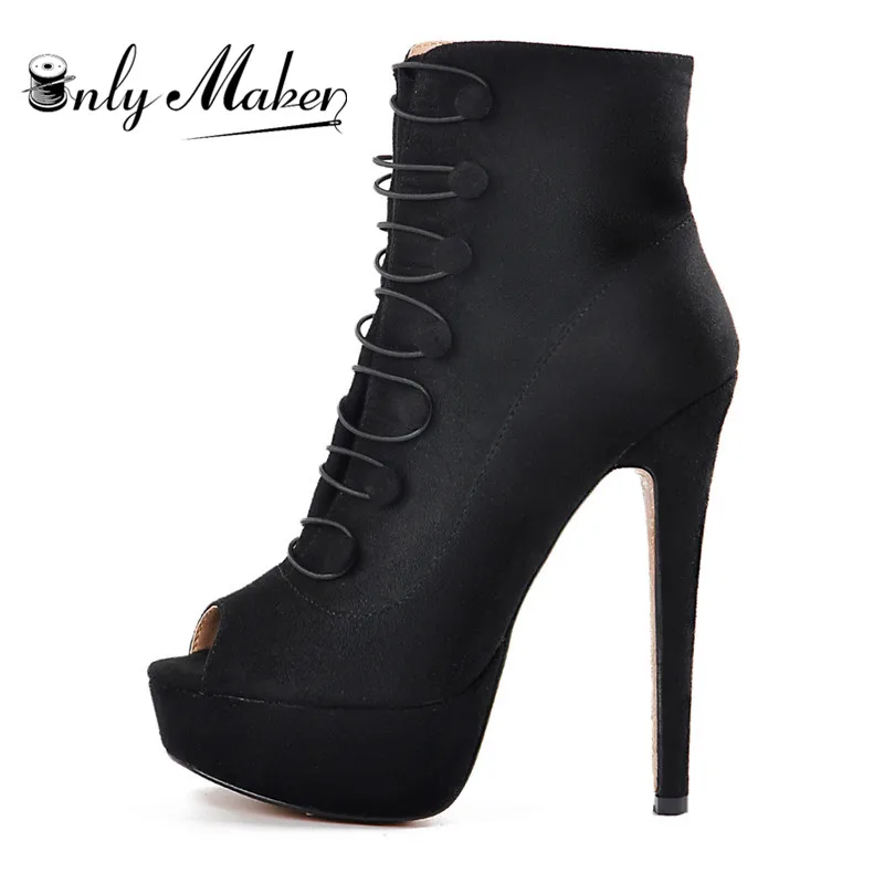Onlymaker Women's Platform Peep Toe Heeled Bootie Faux Suede Stiletto High Heels Lace Up Button Side Zipper Flock Ankle Boots
Onlymaker Women's Platform Peep Toe Heeled Bootie Faux Suede Stiletto High Heels Lace Up Button Side Zipper Flock Ankle Boots