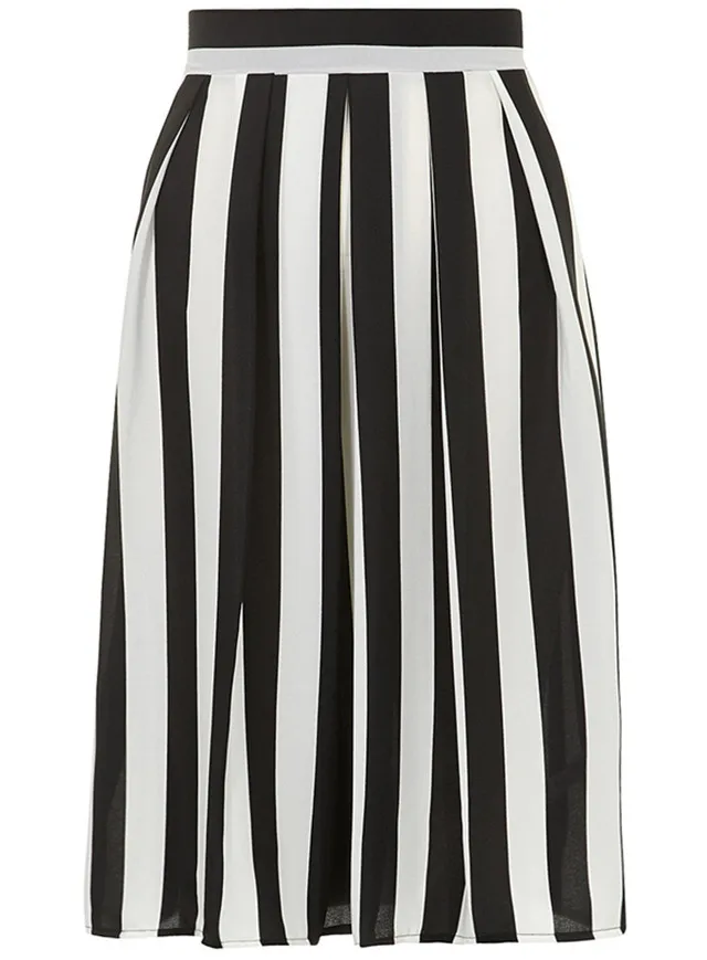 Summer Style Womens Fashion Casual Plus Size 3XS-8XL Black and White Stripe Mid-Calf Midi Pleated Long Chiffon Skirts Saias
Summer Style Womens Fashion Casual Plus Size 3XS-8XL Black and White Stripe Mid-Calf Midi Pleated Long Chiffon Skirts Saias