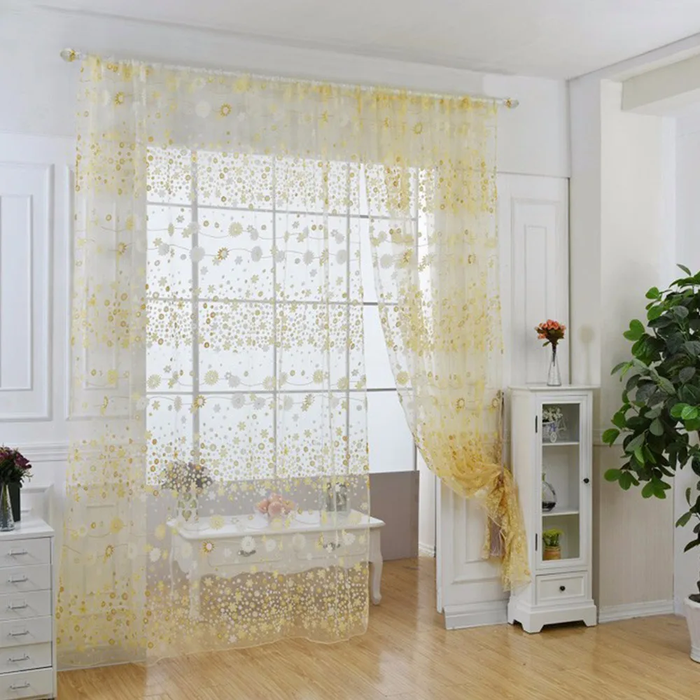 Фото Вуаль с цветочным принтом занавеска тюль полиэстер окно спальня гостиная кухня