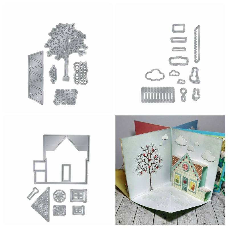 House Tree Flower Cloud Metal Cutting Dies Stencils for DIY Scrapbooking Embossing Decoration Paper Card Crafts Die New 2019 
House Tree Flower Cloud Metal Cutting Dies Stencils for DIY Scrapbooking Embossing Decoration Paper Card Crafts Die New 2019