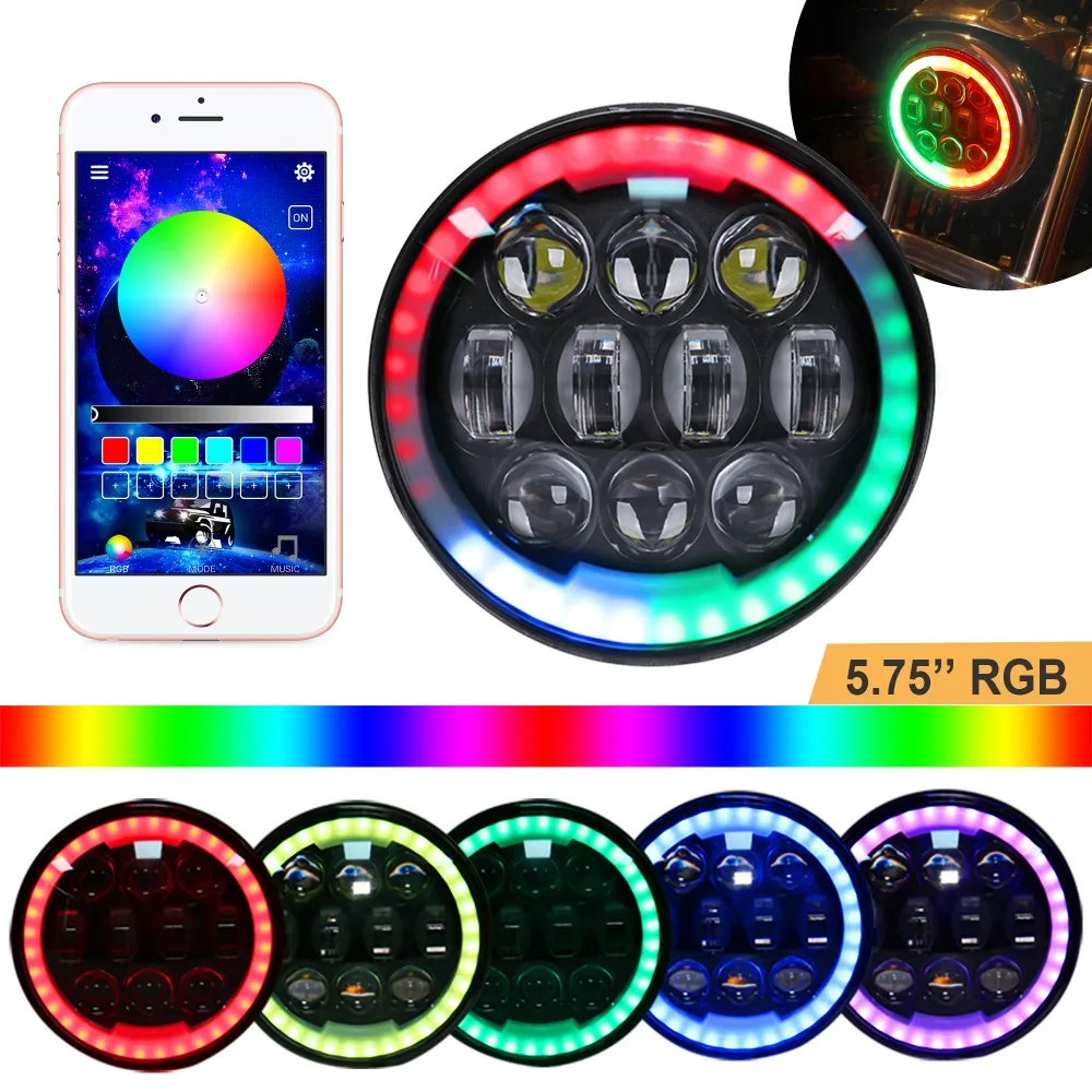 5-3/4'' 5.75 inch LED Headlight with RGB Angel Eye Halo Ring for Harley 883,sportster,triple,low rider,wide glide
5-3/4'' 5.75 inch LED Headlight with RGB Angel Eye Halo Ring for Harley 883,sportster,triple,low rider,wide glide