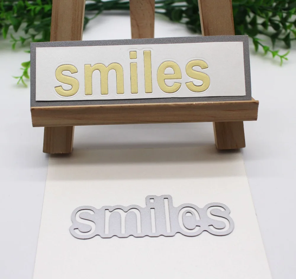 Smiles письмо металла резки папки штампы для DIY Скрапбукинг Фотоальбом тиснение